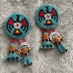 Southwest Style Button Covers Handcrafted Beaded Multicolor
